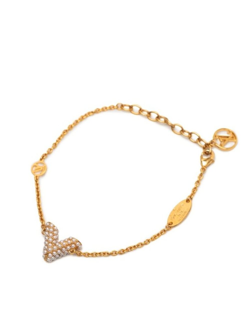 Louis Vuitton Bracelet Essential Lou Gold Plated Faux Pearl - Picture 2 of 8